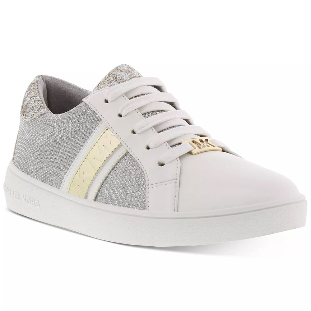 Michael Kors Toddler Girls Jem Square Sneakers in Silver-Gold Size 6 - Picture 2 of 16